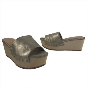 Splendid Lana Champagne Platform Slide Sandals